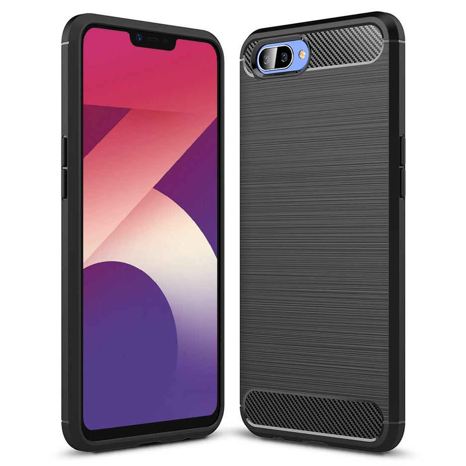 Flexi Slim Carbon Fibre Case For Oppo A3s Ax5 Black